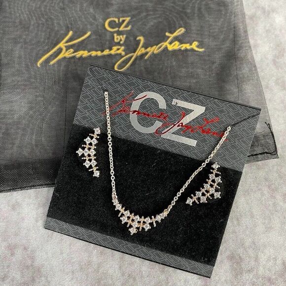 Kenneth Jay Lane Necklace and Earrings in Rose Gold CZ Jewelry Set NEW! - Picture 4 of 14